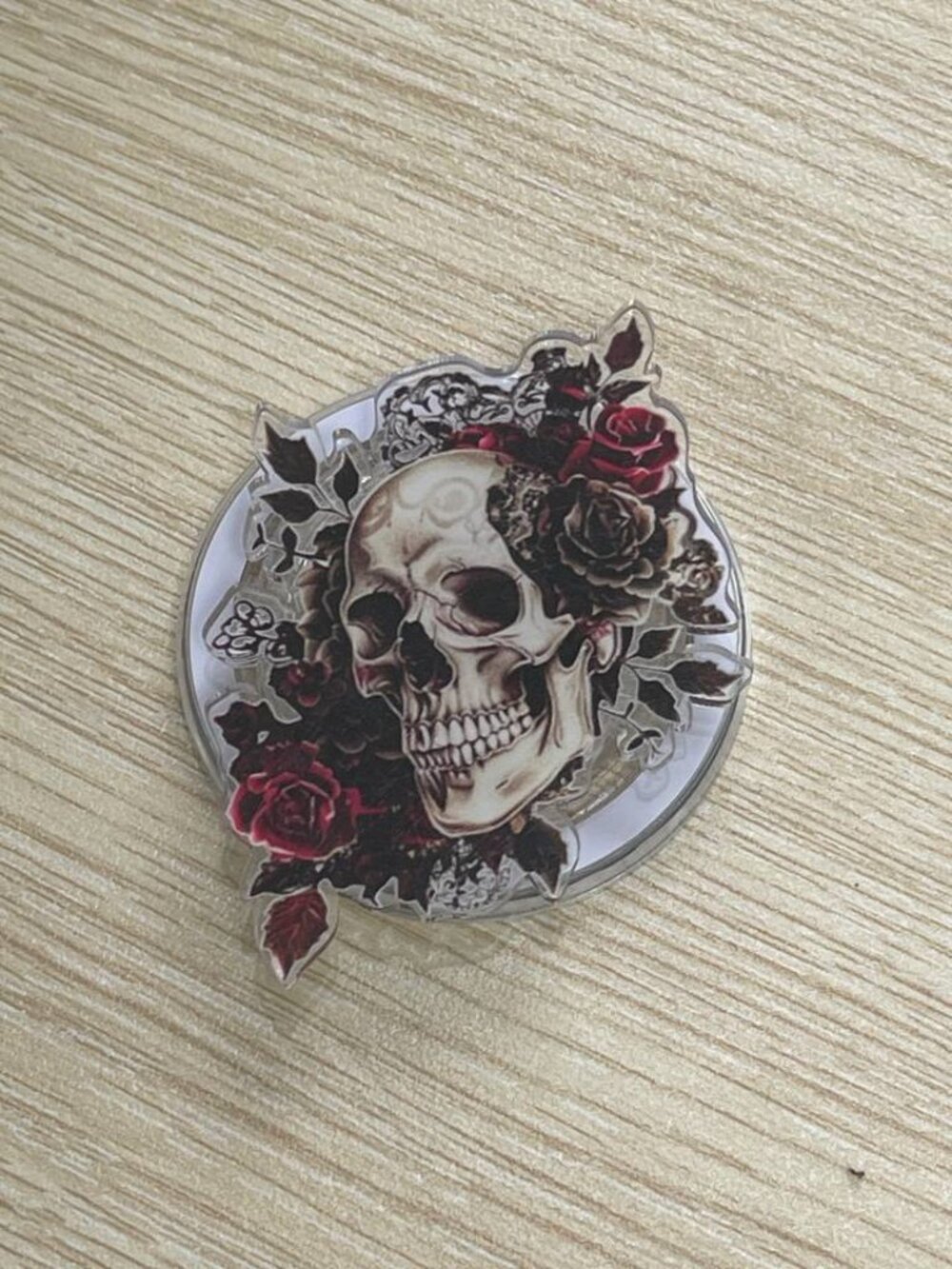 Gothic Skull Rose Phone Grip | Dark Aesthetic Acrylic Phone Holder